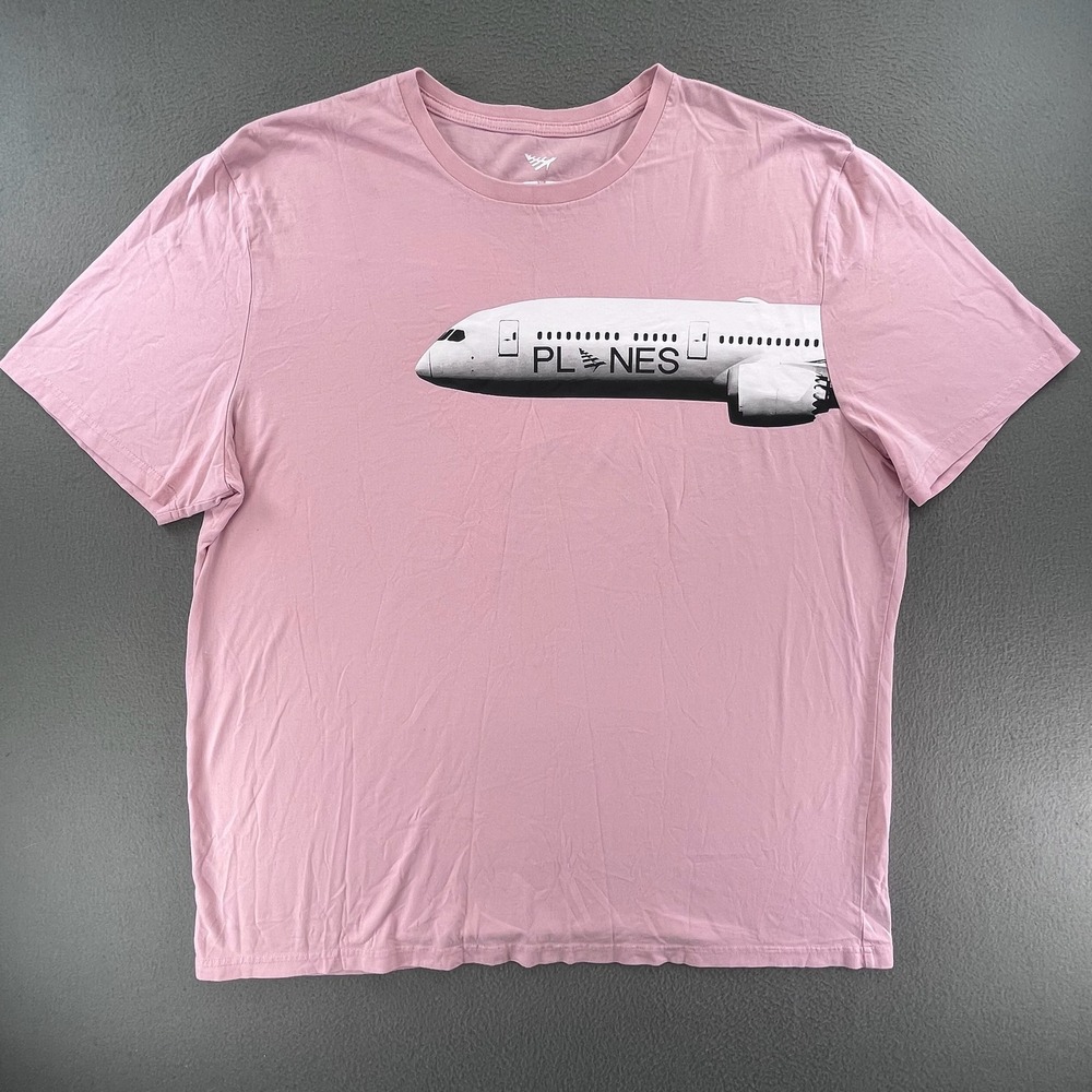 Paper Planes Men T-Shirt Cotton Pink 2XL Streetwear Graphic Tee